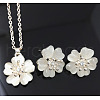 Flower Alloy Cat Eye Pendant Necklaces & Stud Earrings Sets FS-WGFC2E6-01-1
