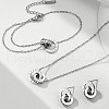 Double Ring with Roman Numerals 316 Surgical Stainless Steel Crystal Rhinestone Pendant Necklaces & Stud Dangle Earrings & Link Bracelets Sets FS-WG129E5-03-1
