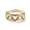 Real 18K Gold Plated Brass Micro Pave Cubic Zirconia Adjustable Rings RJEW-M170-04G-02-2