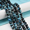 Faceted Round Dyed Natural Fire Crackle Agate Beads Strands G-D769-8mm-04-1