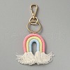 Macrame Weaving Rainbow Tassel Cotton Keychain with Alloy Findings KEYC-WH0036-26LG-03-1