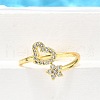 Brass Micro Pave Clear Cubic Zirconia Cuff Rings for Women RJEW-H247-01G-3
