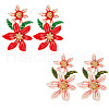 FIBLOOM 2 Pairs 2 Colors 3D Flower of Life Enamel Dangle Stud Earrings EJEW-FI0001-26-1