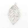Long Hollow Leaf Alloy Pendants PALLOY-O024-01-2