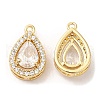 Brass and Clear Cubic Zirconia Pendants ZIRC-Q202-11G-1