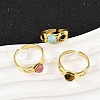 316 Stainless Steel with Natural Mixed Gemstone Cuff Rings RJEW-Z098-01G-05-2