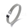 304 Stainless Steel Mesh Chain Shape Open Cuff Bangle for Women BJEW-C031-03-2