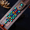Ethnic Style Synthetic Turquoise & Natural Red Jasper & Natural Yellow Agate Teardrop Tassel Pendant Necklaces FS-WG6AE62-01-2