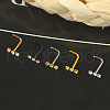 304 Stainless Steel Crystal Rhinestone 3 Flat Round L-Shaped Nose Rings WGC87C3-02-3