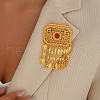 Exquisite & Hollow Brass Hexagon Brooches for Women OU9200-1