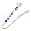 Chakra Natural Tiger Eye & Malaysia Jade & Synthetic Citrine & Turquoise Beaded & Shell Pearls Angel Pendant Bookmark AJEW-JK00346-4