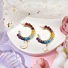 Moon & Star Chakra Faceted Round Gemstone Dangle Half Hoop Earrings EJEW-JE05898-2