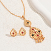 Simple and Stylish 18K Gold Plated Brass Rhinestones Teardrop Pendant Necklace & Stud Earrings Set for Women KJ3838-1