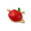 Brass Red Enamel Connector Charms KK-I276-13G-02-2