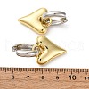 Two Tone Heart Brass Hoop Earrings EJEW-D322-12GP-01B-5