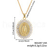 Elegant Vintage Brass Pave Cubic Zirconia Virgin Mary Religion Pendant Necklaces JB8596-3-1