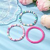 3Pcs 3 Colors Polymer Clay Disc Beaded Stretch Bracelet Sets BJEW-JB10439-02-2