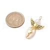 2Pcs 2 Colors Natural Cowrie Shell Copper Wire Wrapped Angel Pendants PALLOY-JF03662-02-2
