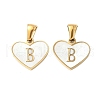 304 Stainless Steel Pave Natural White Shell Heart with Initial Slice Pendants STAS-R168-25G-B-1
