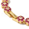 Rack Plating Brass Pave Cubic Zirconia Flower Link Necklaces for Women NJEW-B108-01G-01-3
