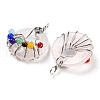 Chakra Natural Rose Quartz Flat Round Pendants G-Z033-06P-01-2