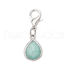 Natural Quartz Crystal & Jade & Strawberry Quartz & Sunstone & Amazonite Faceted Teardrop Pendant Decorations HJEW-JM03320-3
