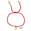 Brass Bead Imitation Pearl Star Cross Pendant Bracelet Women's Jewelry EV9988-1