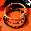 Halloween Theme 3Pcs 3 Styles Glass Beads Stretch Bracelet Set for Women Men TL8429-1