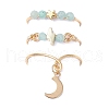 3Pcs Copper Wire Wrapped Natural Carnelian Faceted Round Bead Finger Rings for Women RJEW-JR00887-02-3