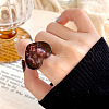 Leopard Print Heart Resin Finger Rings FS-WG50564-02-1