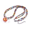 Lampwork Pendants Necklaces and Cowhide Leather Cord Necklaces Set NJEW-JN02317-M-3