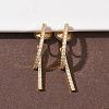 Brass Micro Pave Clear Cubic Zirconia Stick Clip-on Earrings EJEW-K286-13G-1