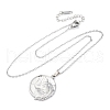 Flat Round with Wolf 304 Stainless Steel Pendant Necklaces NJEW-H059-04P-4