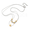 304 Stainless Steel Round Beaded Rope Chain Double Layer Necklaces NJEW-D319-02B-GP-4