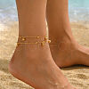 Brass Bell Tassel Double Layer Anklets for Wwomen Daily Beach Vacation Jewelry CO6617-1