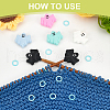 BENECREAT 12Pcs 6 Colors Halloween Ghost Food Grade Eco-Friendly Silicone Beads with 50Pcs Plastic Knitting Stitch Marker Rings SIL-BC0001-10-4