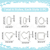Unicraftale 6Pcs 6 Styles 304 Stainless Steel Screw Carabiner Lock Charms STAS-UN0059-96-3