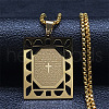 304 Stainless Steel Rectangle Pendant Necklaces NJEW-S007-12G-1