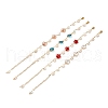 Plum Blossom Flower Glass Link Bracelets Set for Teen Girl Women X1-BJEW-TA00017-1