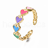 Brass Enamel Cuff Rings RJEW-N035-041-NF-4