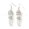 Opalite Bullet with Flower Dangle Earrings EJEW-G300-02P-04-2