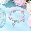 Natural Rose Quartz Round Beaded Charm Bracelets BJEW-TA00615-03-1