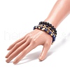 4Pcs 4 Style Natural Lava Rock & Lapis Lazuli(Dyed) & Synthetic Hematite Stretch Bracelets Set with Alloy Shell Beaded BJEW-JB08738-3