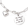 304 Stainless Steel Paperclip Chains Charm Bracelets for Women BJEW-JB11950-01-3