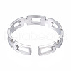 Non-Tarnish 304 Stainless Steel Rectangle Wrap Open Cuff Ring RJEW-T023-70P-2