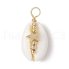 Natural Cowrie Shell Copper Wire Wrapped Pendants PALLOY-JF02932-03-1