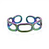 304 Stainless Steel Oval Wrap Cuff Ring RJEW-N038-093-2