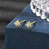 Star Brass Micro Pave Clear Cubic Zirconin Stud Earrings EJEW-D318-08G-2