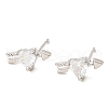 Heart with Arrow Platinum Brass Stud Earrings EJEW-L270-06P-05-1
