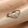 Brass Micro Pave Clear Cubic Zirconia Adjustable Finger Rings for Women RJEW-S624-03PG-2